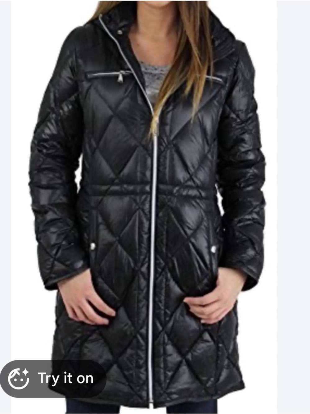 Michael Kors Black Diamond-Quilted Long Puffer Coat